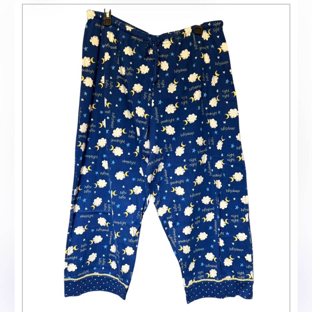 Women’s vintage Pajama Bottoms with Sheep Print in Blue Junior’s size large - Picture 2 of 3